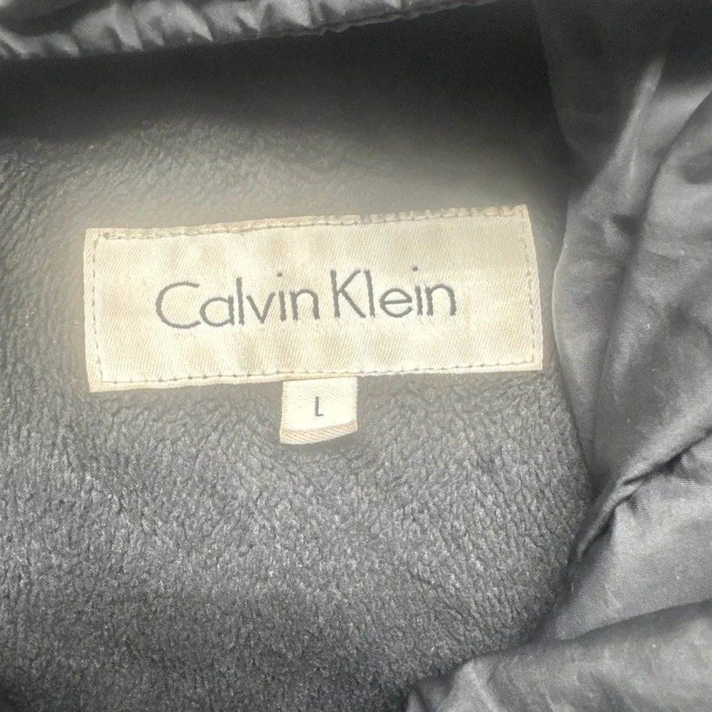 Calvin Klein Mens Black Hooded Toggle Quilted‎ Jacket Large Classic Winter